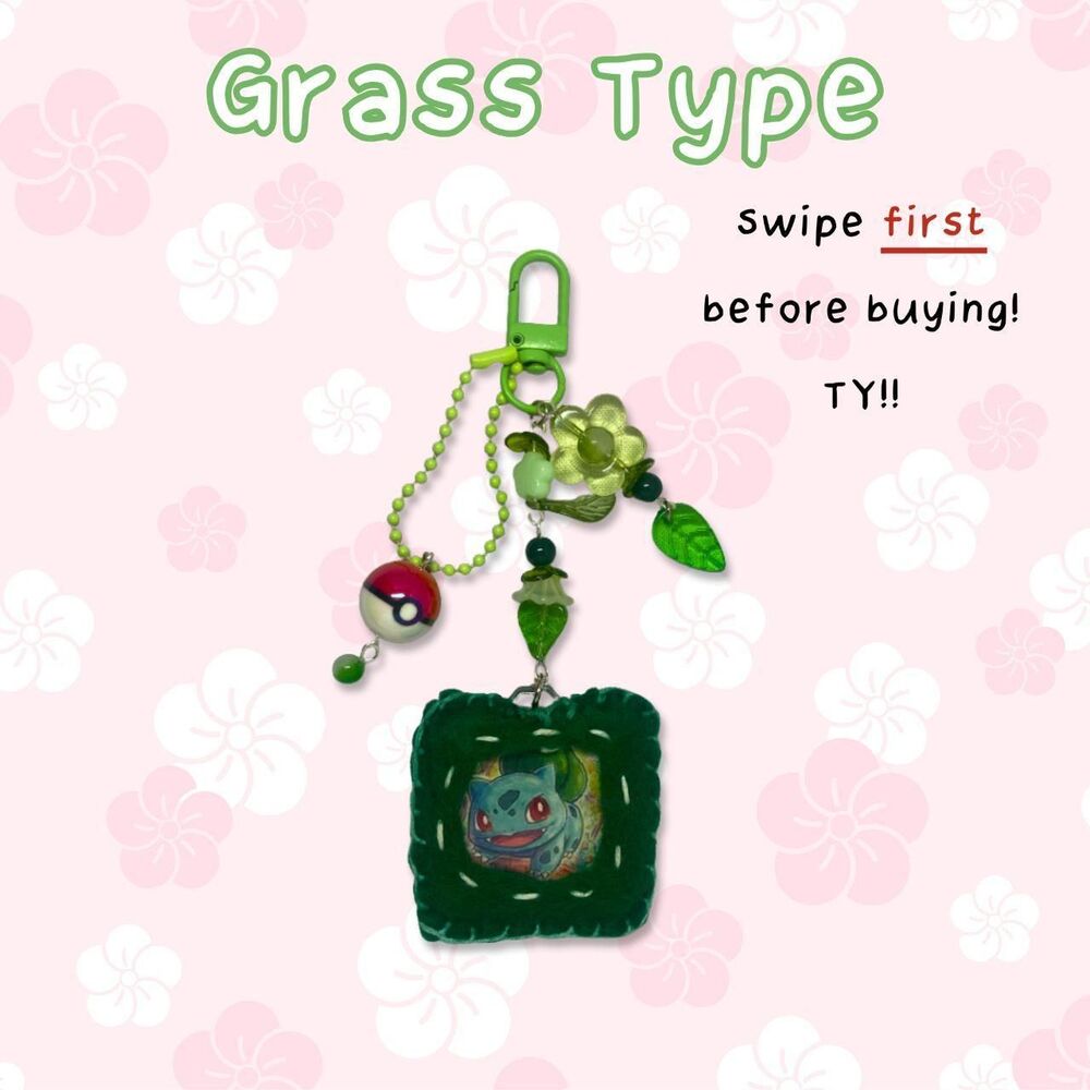 Grass Type Pokemon Keychain